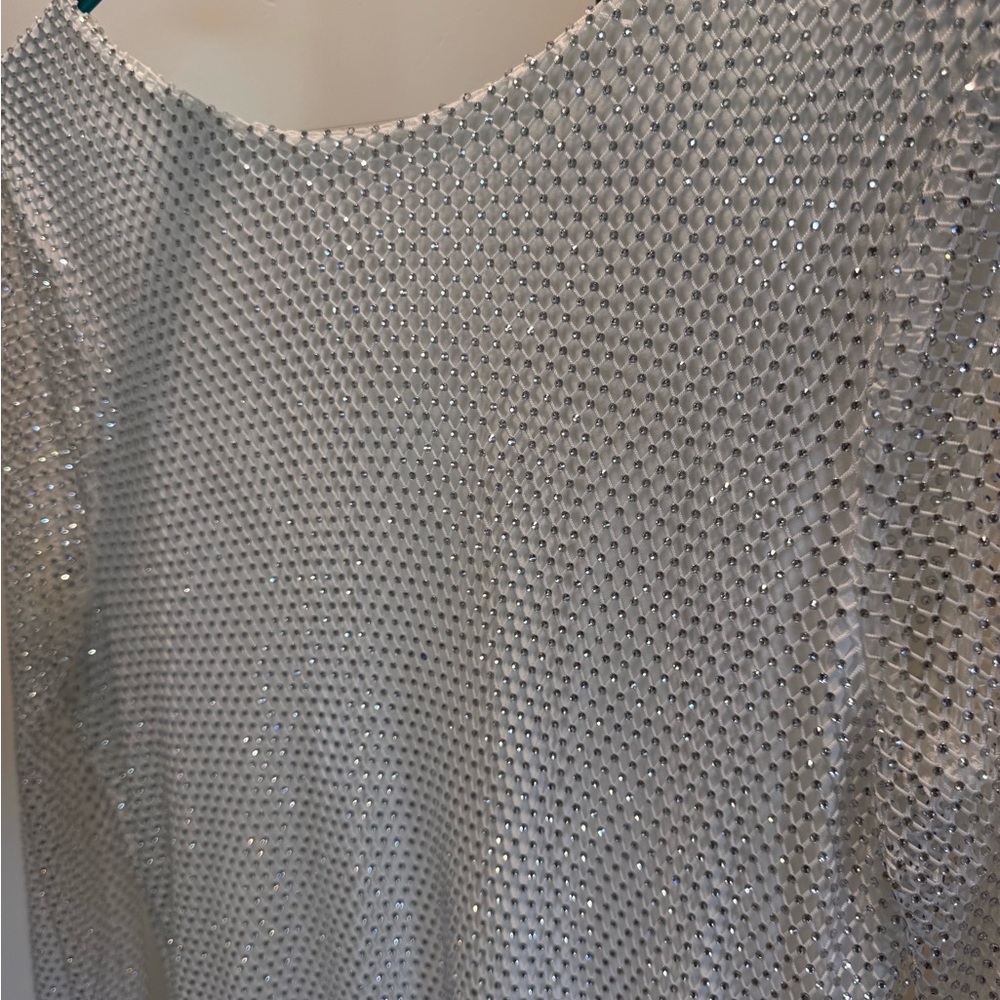 12th Tribe Anna White Rhinestone Mesh Mini Dress - Picture 5 of 6